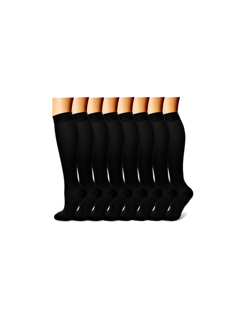 Men's Black Knee-High Dress Socks - Pack of 8